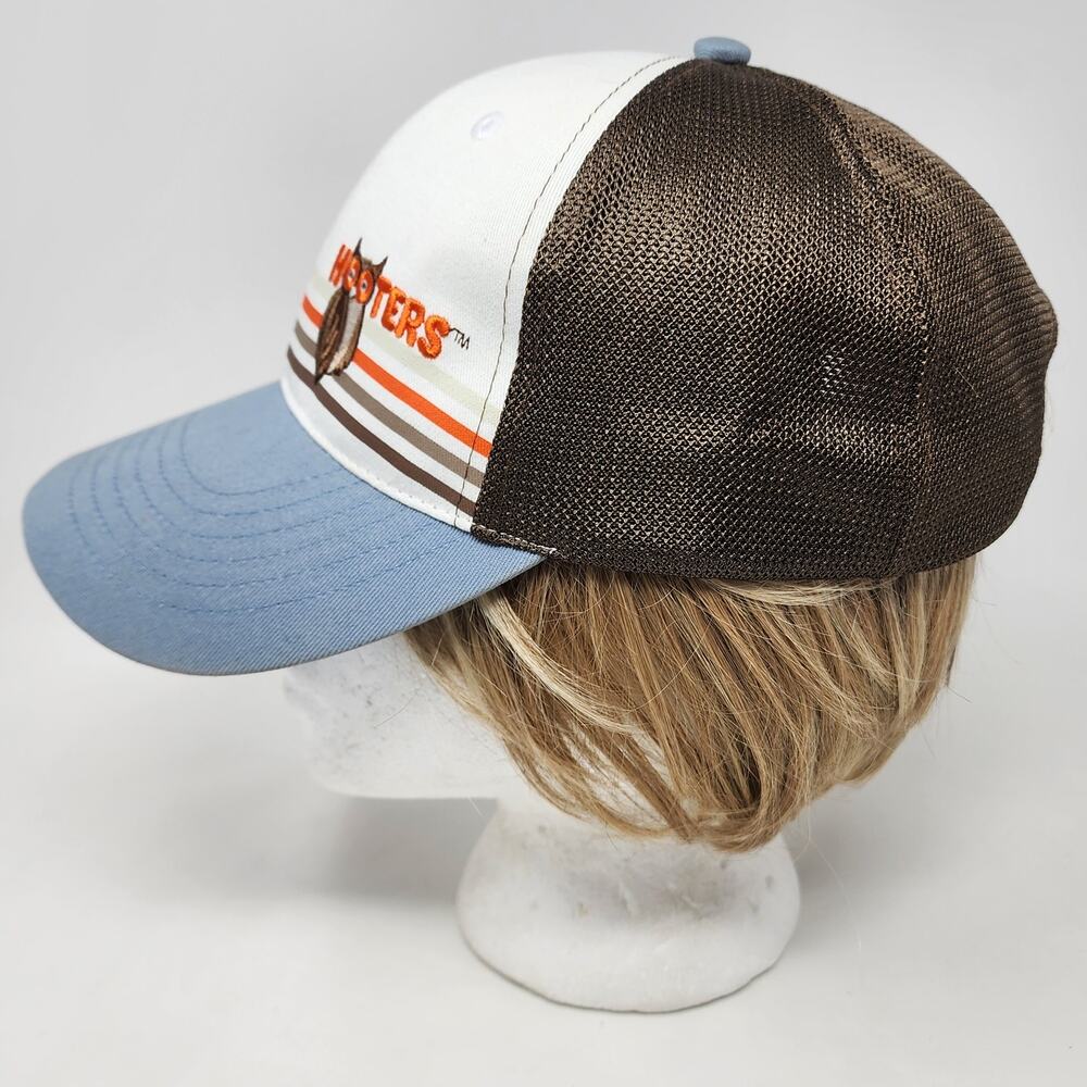 Hooters Rare Sample Hat Cap Unisex One Size Blue Brown Stripes Embroidered Owl - Picture 4 of 12